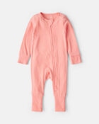 Baby Girl PurelySoft&trade; 2-Way Zip Sleeper - Coral, image 2 of 9 slides