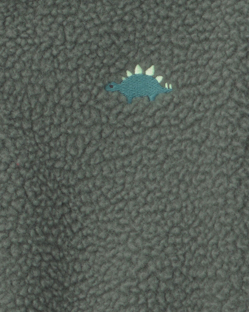 Dinosaur Teddy Fleece Zip-Up Jacket - Olive Green, image 2 of 3 slides
