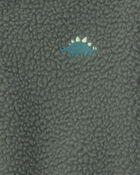 Dinosaur Teddy Fleece Zip-Up Jacket - Olive Green, image 2 of 3 slides
