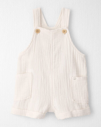 Baby Gauze Sleeveless Shortall in White, 