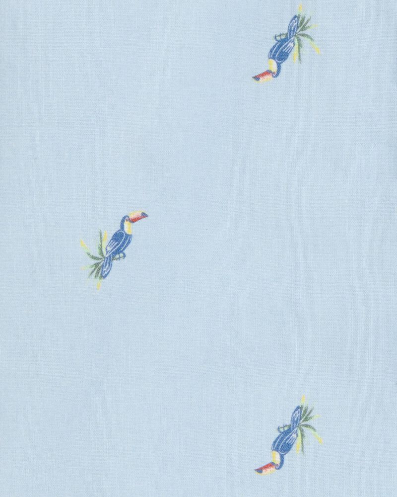 Toddler Toucan Print Short-Sleeve Button-Front Shirt - Blue, image 2 of 3 slides
