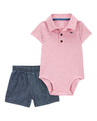 Baby 2-Piece Polo Bodysuit & Short Set, image 1 of 3 slides