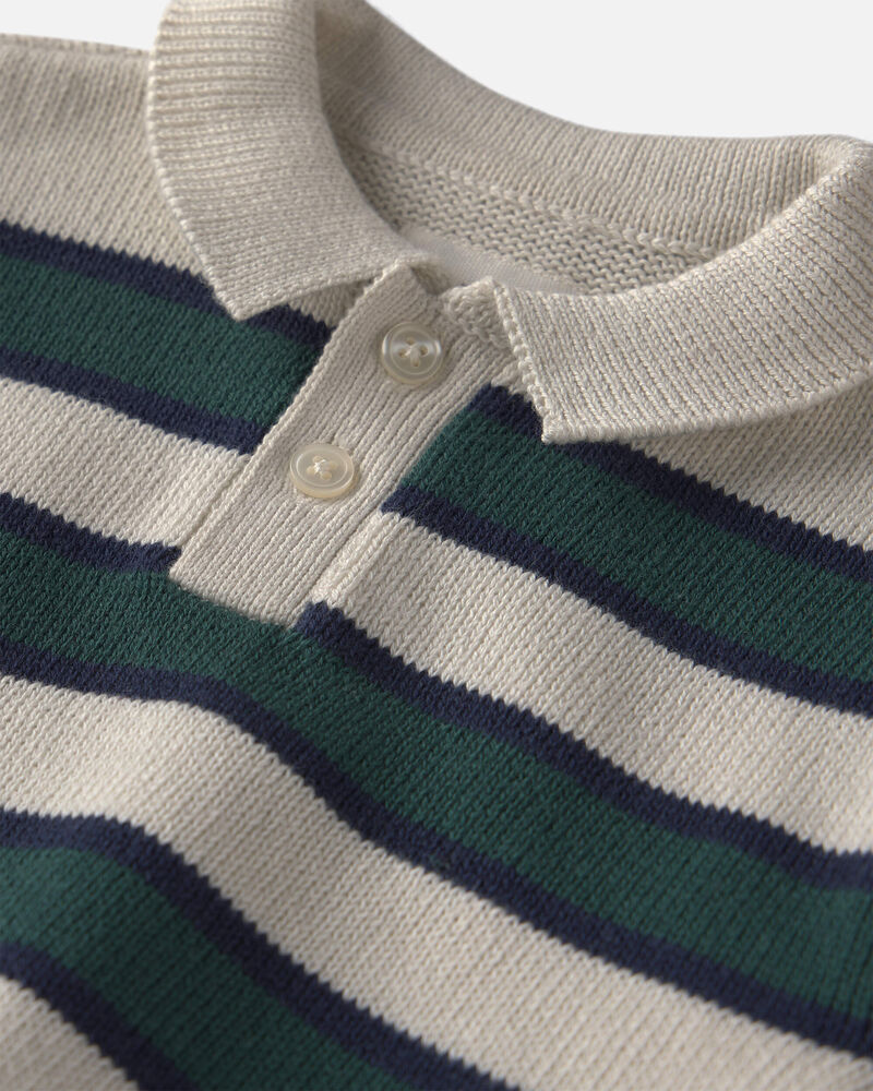 B&eacute;b&eacute; gar&ccedil;on - Chandail polo en tricot de coton biologique &agrave; rayures, image 2 sur 3 diapositives