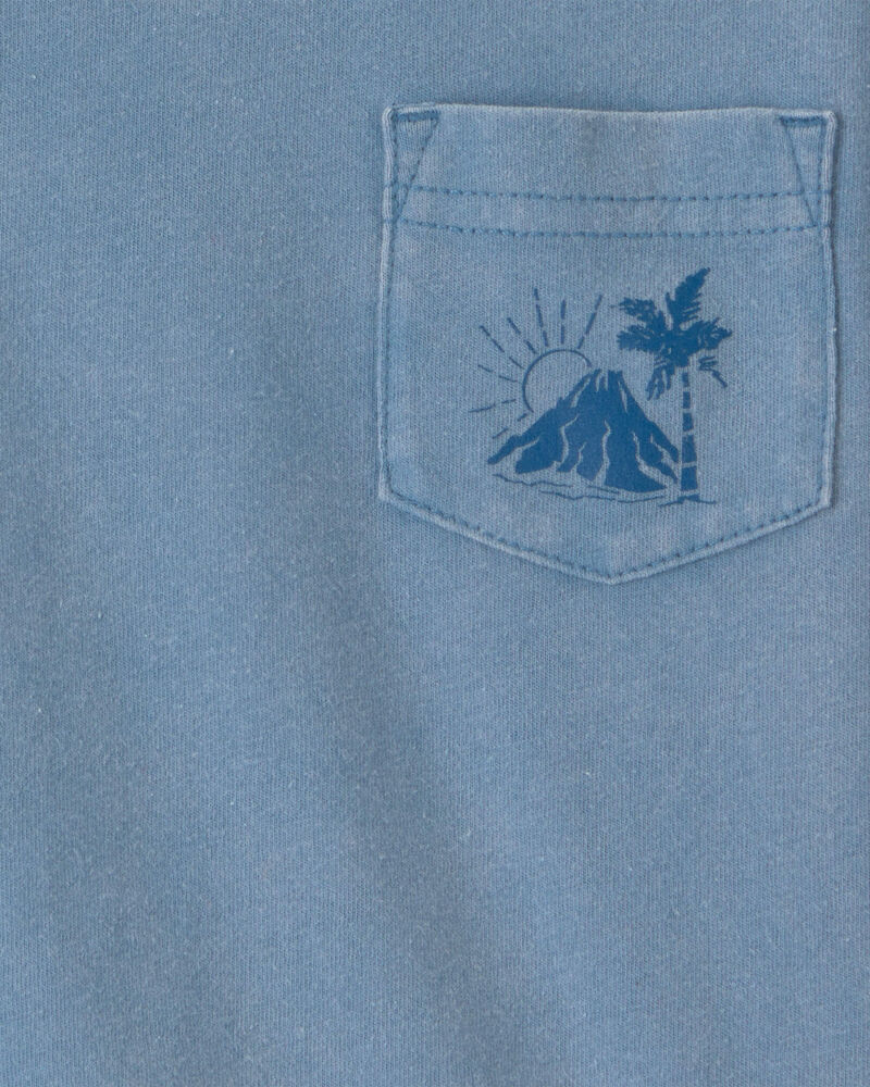 B&eacute;b&eacute; gar&ccedil;on - T-shirt &agrave; imprim&eacute; d&rsquo;&icirc;le tropicale sur la poche - Bleu, image 2 sur 2 diapositives