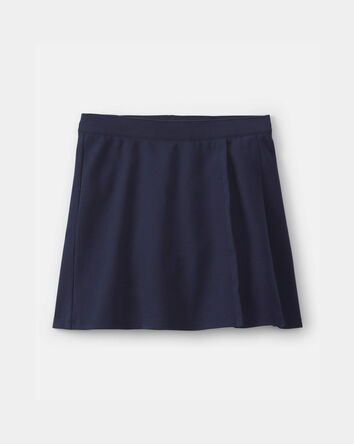 Filles - Jupe-short d&rsquo;uniforme en tricot point de Rome - Bleu marine, 
