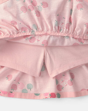 Girls 2-Piece Apple French Terry Long-Sleeve Top & Skort Set - Pink, 