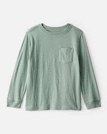 Gar&ccedil;ons - T-shirt &agrave; manches longues avec poche - Vert, 