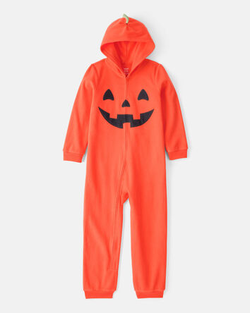 Kid Halloween Jack-O-Lantern Hooded Zip-Up Jumpsuit, 