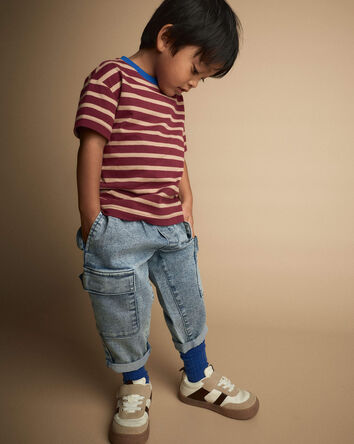 Tout-petit gar&ccedil;on - Pantalon cargo au d&eacute;lav&eacute; Avenu - Gris/Bleu chin&eacute;, 