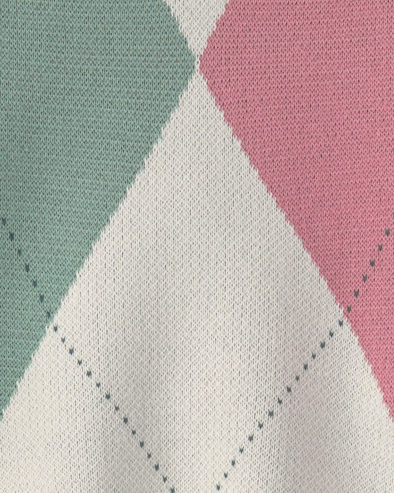 Filles - Ensemble 2 pi&egrave;ces gilet tricot et haut &agrave; carreaux &ndash; Cr&egrave;me, image 5 sur 6 diapositives