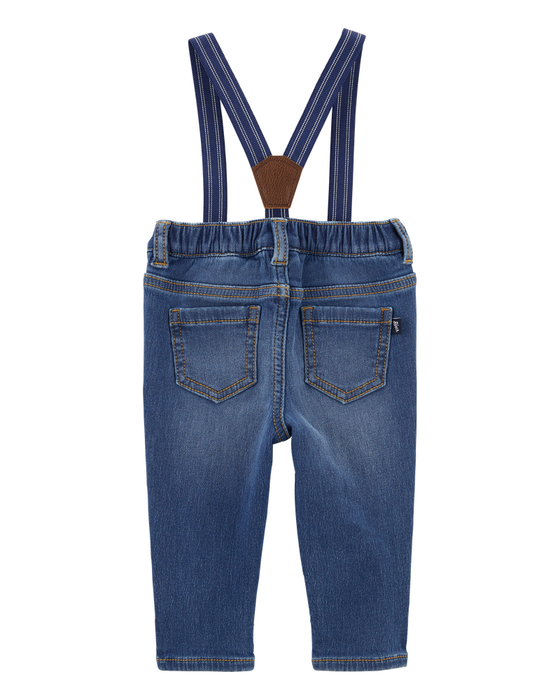 Bébé Pantalon en tricot de denim à bretelles, image 2 sur 5 diapositives