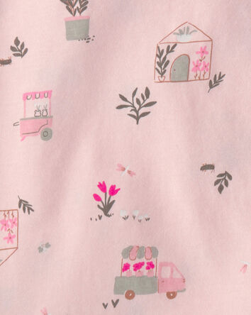 Toddler Girl 2-Piece Flower Truck Top & Short Set - Pink, 