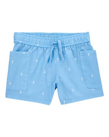 Toddler Heart Drop Print Drawstring Shorts - Blue, 