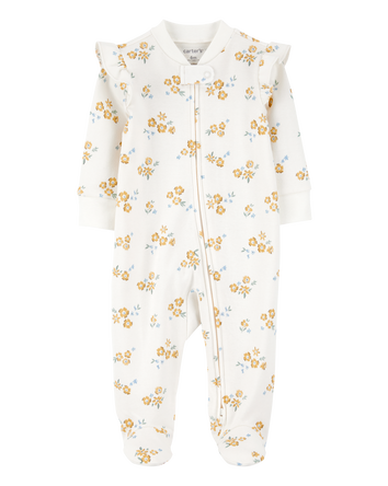 Baby Floral 2-Way Zipper Cotton Sleeper, 