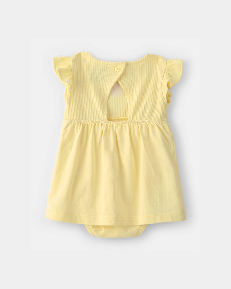 Baby Girl Sunshine Short-Sleeve Bodysuit Dress - Yellow, image 2 of 5 slides