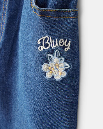 Baby Girl Bluey Embroidered Denim Skirt - Blue, 