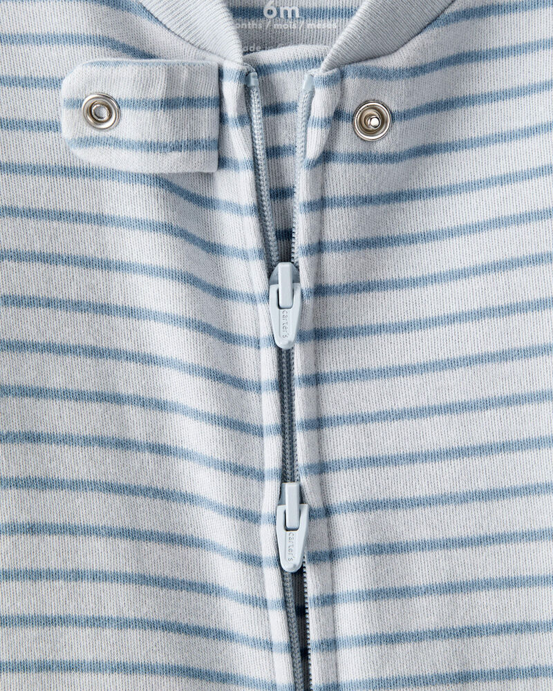 Baby Boy Walrus 100% Cotton Long-Sleeve Snug Fit Sleeper- Blue, image 2 of 5 slides