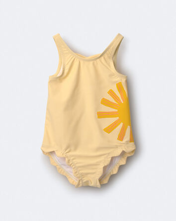 Tout-petit fille - Maillot 1 pi&egrave;ce &agrave; bordure festonn&eacute;e &agrave; imprim&eacute; soleil - Jaune, 
