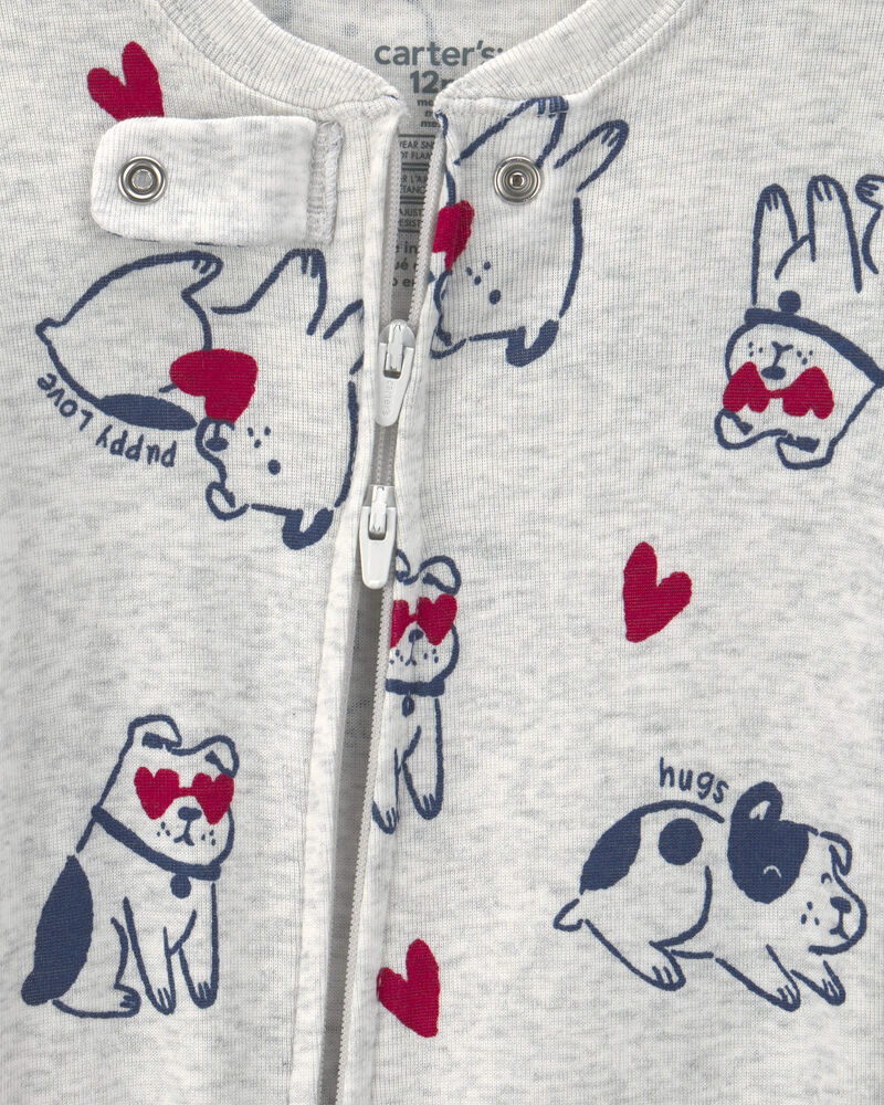 Baby Puppy Love Valentine's Day Snug Fit 1-Piece Pyjama - Cream, image 3 of 5 slides