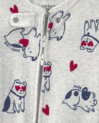 Baby Puppy Love Valentine's Day Snug Fit 1-Piece Pyjama - Cream, image 3 of 5 slides