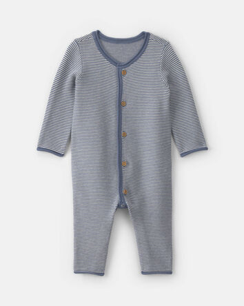 B&eacute;b&eacute; gar&ccedil;on - Combinaison manches longues &agrave; rayures - Bleu marine, 