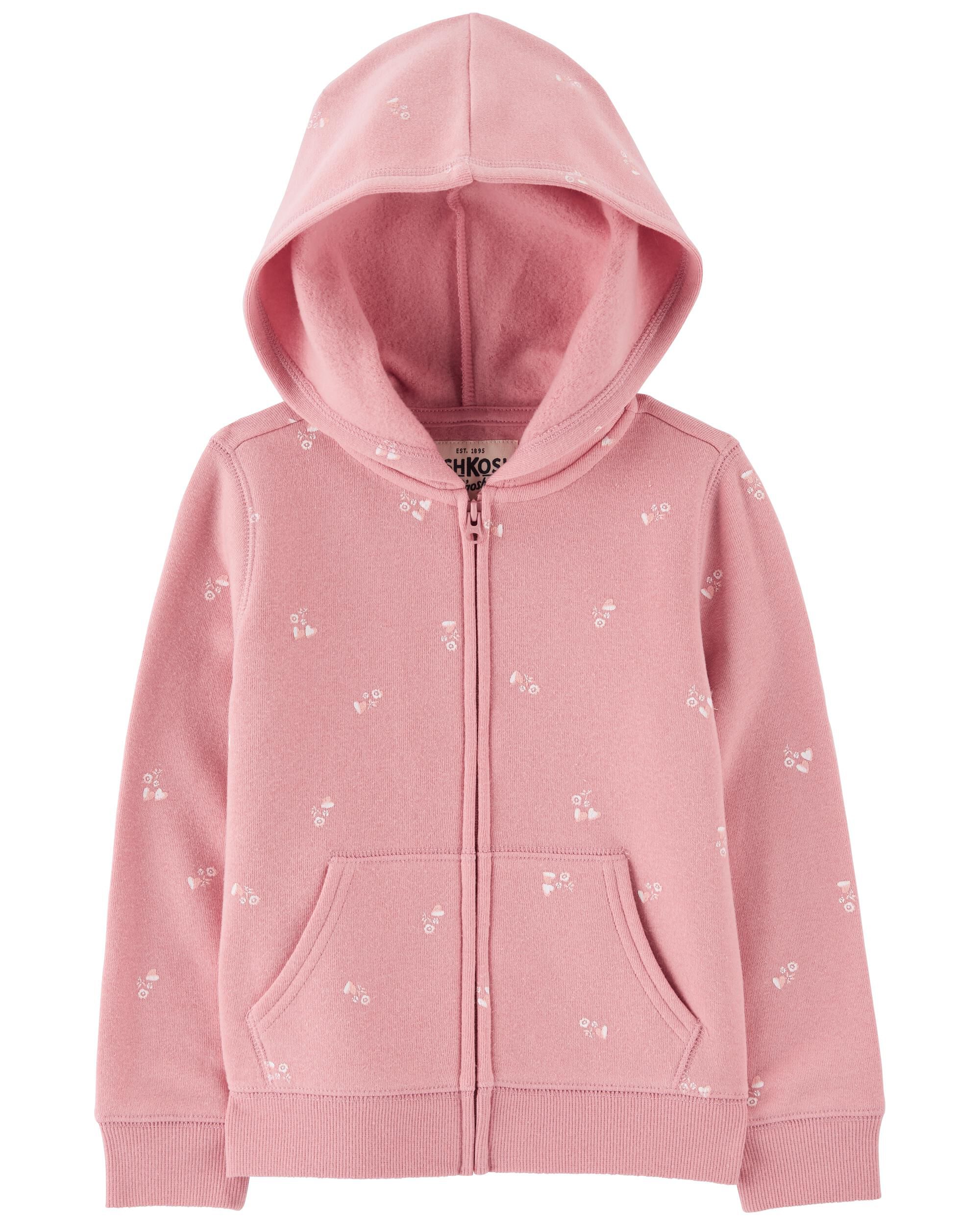 Pink Zip Up Floral Heart Print Hoodie Carter s Oshkosh Canada