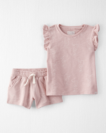 Toddler 2-Piece Organic Cotton Knit Seahorse-Print Set, 