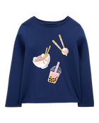 Kid Sushi Ramen Boba Cotton Blend Graphic Tee, image 1 of 3 slides