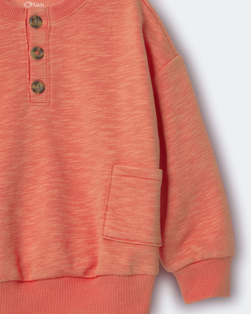 Toddler Boy French Terry Long-Sleeve Sweatshirt - Orange, image 6 of 6 slides