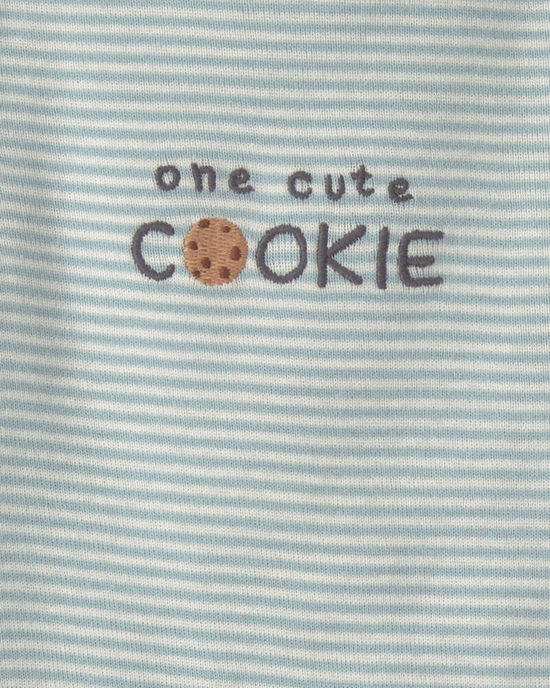 B&eacute;b&eacute; gar&ccedil;on - Ensemble 3 pi&egrave;ces cache-couches manches longues et pantalon &agrave; motif lait et biscuits &ndash; Bleu/Cr&egrave;me, image 4 sur 5 diapositives