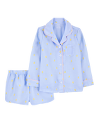 Kid Lemon Print Loose Fit 2-Piece Pyjamas - Blue, image 1 of 3 slides