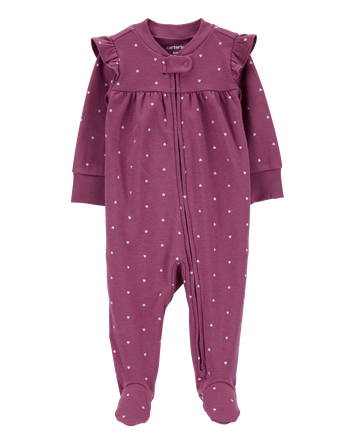 Baby Heart 2-Way Zip Cotton Sleeper Pyjamas, 