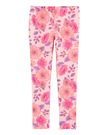 Kid Floral-Print Stretch Leggings - Pink, 