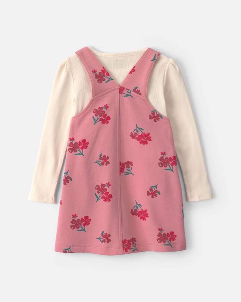 Toddler Girl Floral French Terry Long-Sleeve Dress Set - Pink/Cream, image 2 of 6 slides
