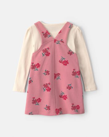 Toute-petit fille - Ensemble robe &agrave; motif floral et manches longues en jersey bouclette &ndash; Rose/Cr&egrave;me, 