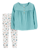 Toddler 2-Piece Gauze Top & Floral Legging Set, image 1 of 3 slides