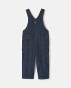 Toddler Boy Buffalo Check Denim Overalls - Dark Wash, image 2 of 4 slides
