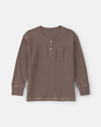 Gar&ccedil;ons - T-shirt henley manches longues isotherme &ndash; Brun, 