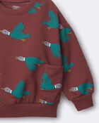 Toddler Relaxed Graphic Pullover Sweatshirt in Duck Print - Burgundy, image 5 of 5 slides