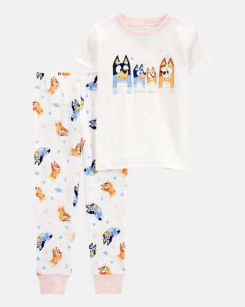 Tout-petit fille - Pyjama 2 pi&egrave;ces en coton ajust&eacute; imprim&eacute; de Bluey - Blanc, 
