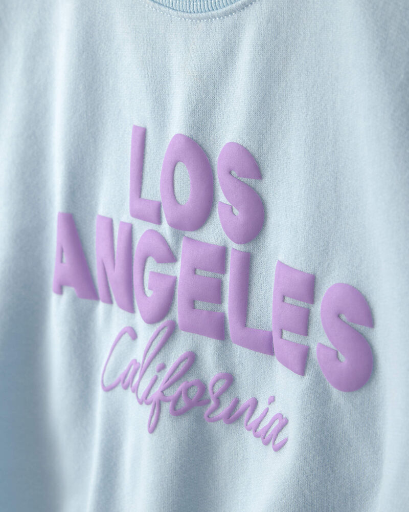 Girls 'Los Angeles' French Terry Top - Blue, image 2 of 4 slides