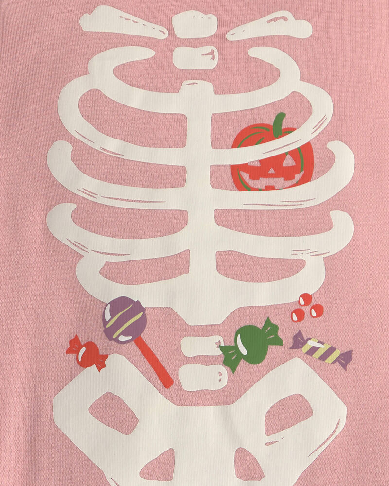 B&eacute;b&eacute; fille - Pyjama ajust&eacute; 2 pi&egrave;ces en 100&nbsp;% coton &agrave; motif squelette d&rsquo;Halloween - Rose, image 4 sur 4 diapositives