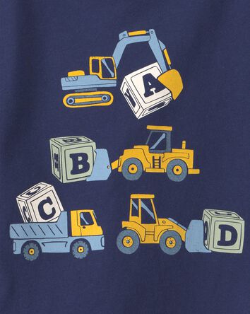 Toddler Construction Long-Sleeve Graphic Tee - Navy Blue, 