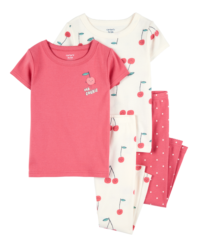 Toddler 4-Piece Cherry Cotton Pyjamas, image 1 of 4 slides