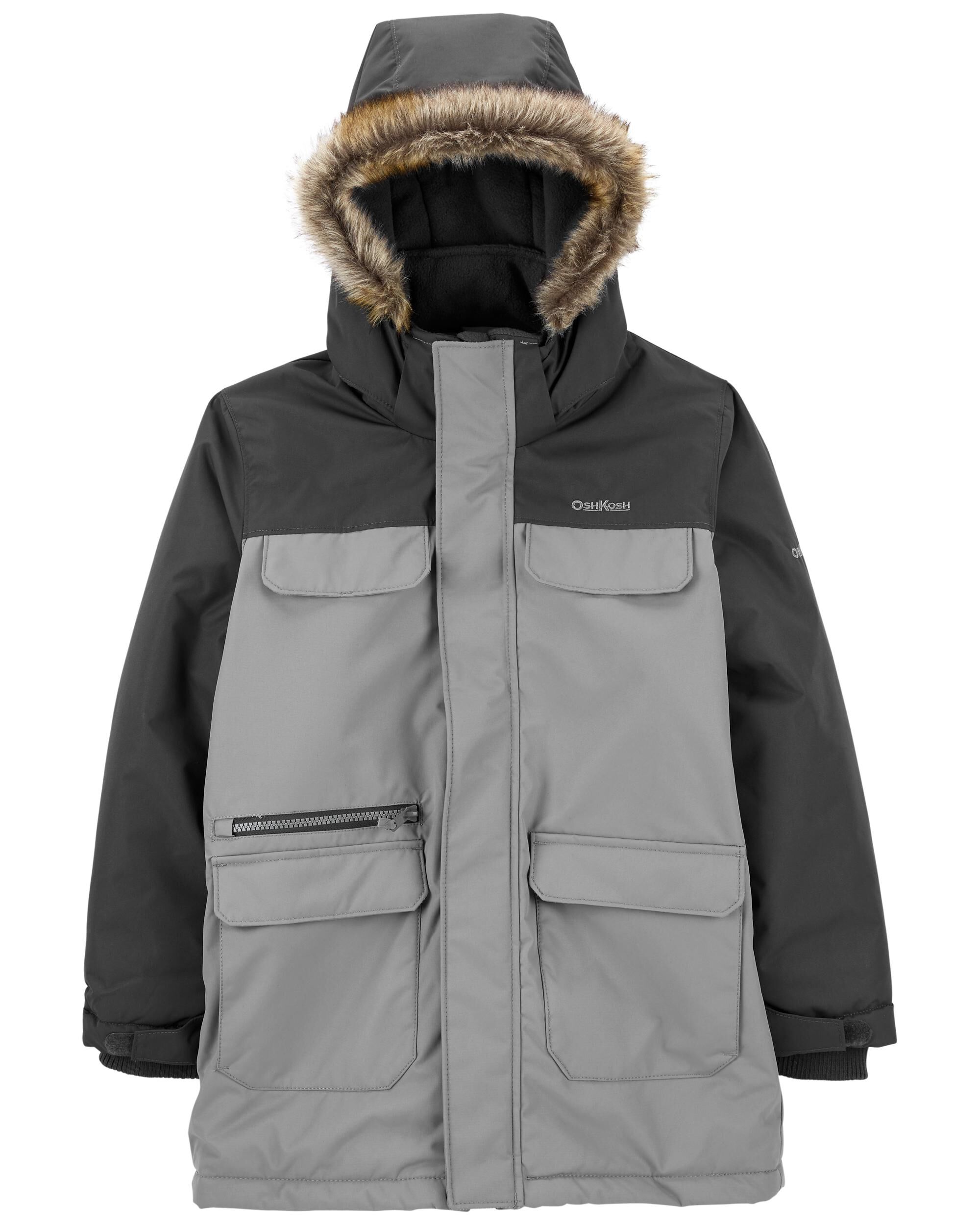 Grey Heavyweight Parka With Detachable Hood Carter s Oshkosh Canada