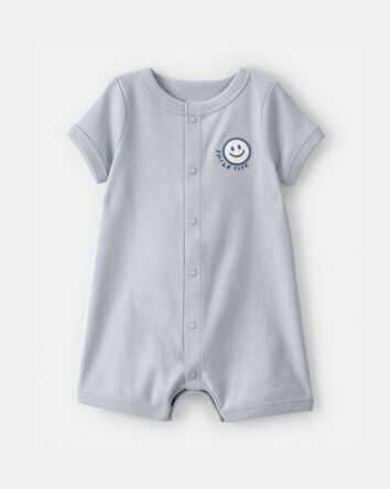 B&eacute;b&eacute; - Barboteuse &agrave; manches courtes &laquo;&nbsp;Smile Club&nbsp;&raquo; - Bleu, 