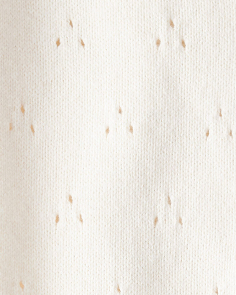 Baby Organic Cotton Sweater Knit Pointelle Jumpsuit, image 3 of 5 slides
