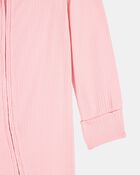 Baby Girl Solid 2-Way Zip PurelySoft Sleeper Pyjamas - Pink, image 2 of 6 slides