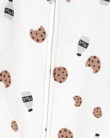 Toddler 1-Piece Milk & Cookies 100% Snug Fit Cotton Footies Pyjamas, 