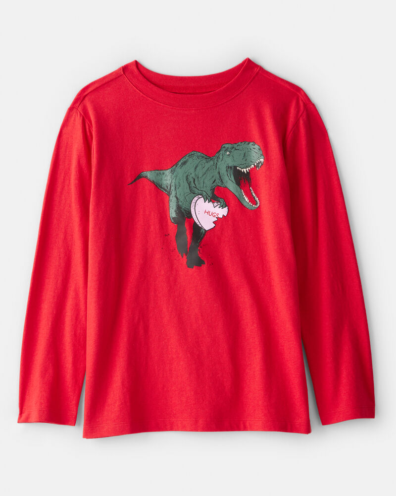 Boys Dinosaur Long-Sleeve Graphic Tee - Red, image 1 of 3 slides